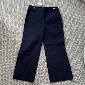 J. Crew factory Navy Blue Wide-Leg Trousers with Gold Buttons 8